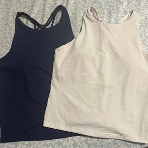 Fabletics Navy and White Tank Tops